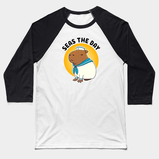 Seas the day Capybara Sailor Baseball T-Shirt by capydays